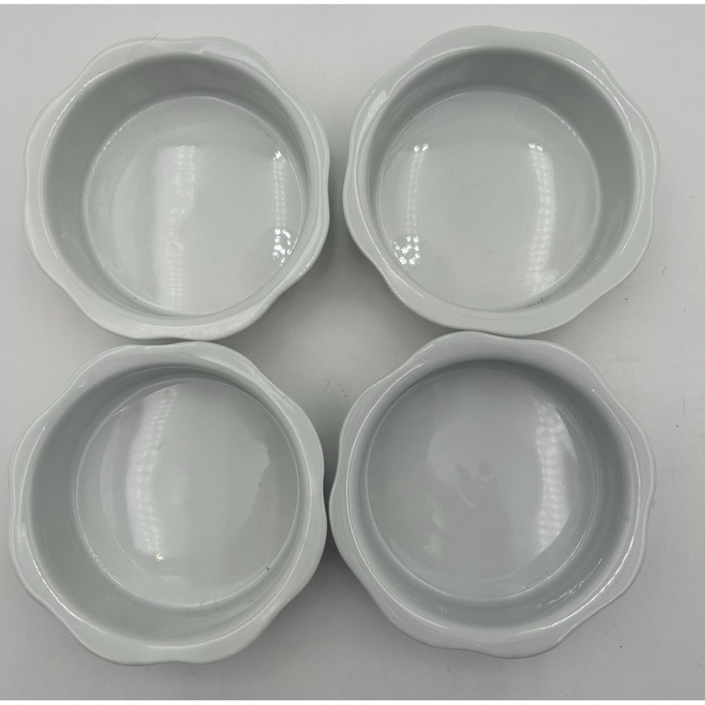 Set Of 4‎ Mini Stoneware Fluted Tart Flan Baking Dishes White 4x1.25"